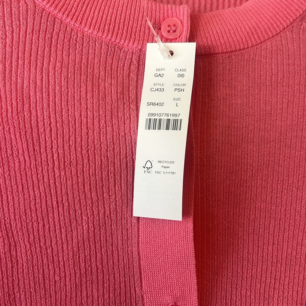 J.Crew ruffle trim cotton gauze cardigan pink sherbet size large NWT - Picture 5 of 10